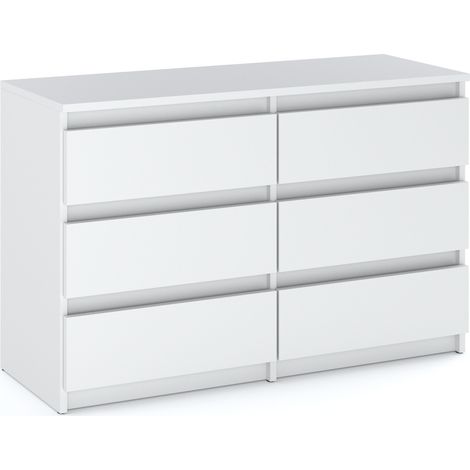 Commode blanche 100 cm avec 6 tiroirs – Meuble TV en panneau stratifié – Verrouillage tiroir – Finition mate élégante — photo 1