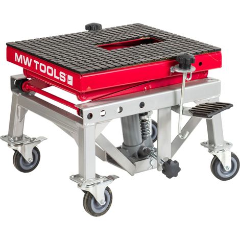 Mw Tools – Lève-moto hydraulique mobile 135 kg – Hauteur levée 870 mm – Table 410 x 340 mm – 4 roues pivotantes – MSB135 — photo 2