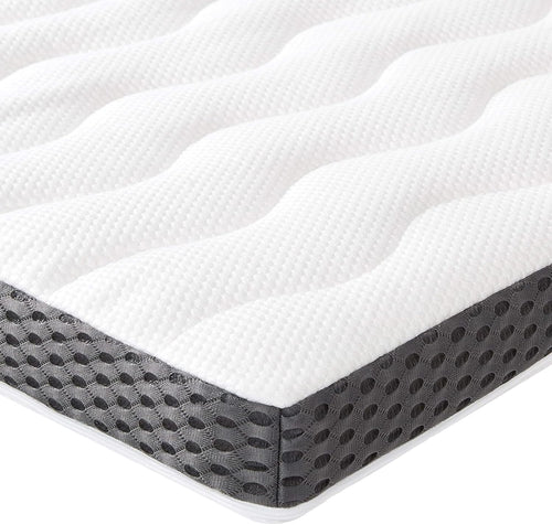 2026 Amazon Basics Surmatelas de Mousse à Mémoire de Forme confortable, Très Moelleux, 160 x 200 x 7 cm, Blanc(Blanc/Noir)