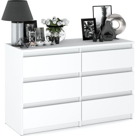 Commode blanche 100 cm avec 6 tiroirs – Meuble TV en panneau stratifié – Verrouillage tiroir – Finition mate élégante — photo 4