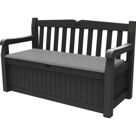 Banc de jardin avec coffre de rangement verrouillable – Résine texturée résistante – 265L – 140x60x84 cm – Anthracite – Tepro — photo 1