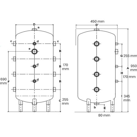 Thermador – Bouteille de mélange pose au sol 100L – BMEL100SK – Acier cylindrique pour chauffage et climatisation – Découplage hydraulique — photo 3