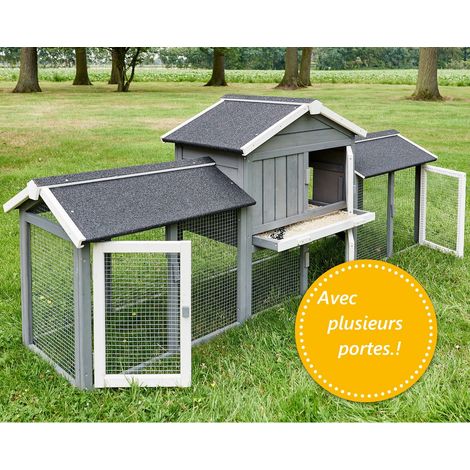 Bb-Loisir – Cage clapier enclos lapin extérieur en bois 210x54x85,5cm – Grand espace avec rampe en bois – Accès facile par 4 portes – Résistant aux intempéries — photo 4