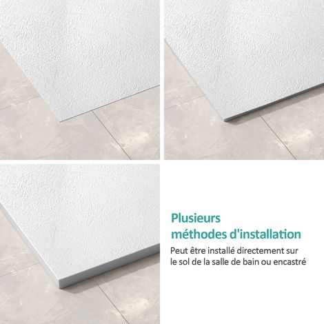 EMKE Receveur de douche, receveur de douche plat antidérapant SMC receveur de douche coupé sur mesure  90x90cm Blanc — photo 3