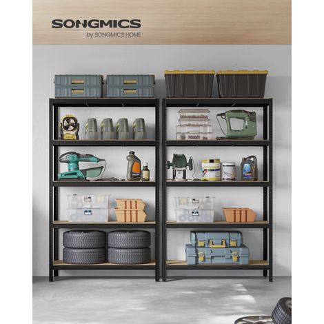 Songmics – Lot de 2 rayonnages étagère charge lourde 5 niveaux – Capacité 750 kg – Dimensions 60 x 120 x 200 cm – Structure en acier antirouille — photo 2