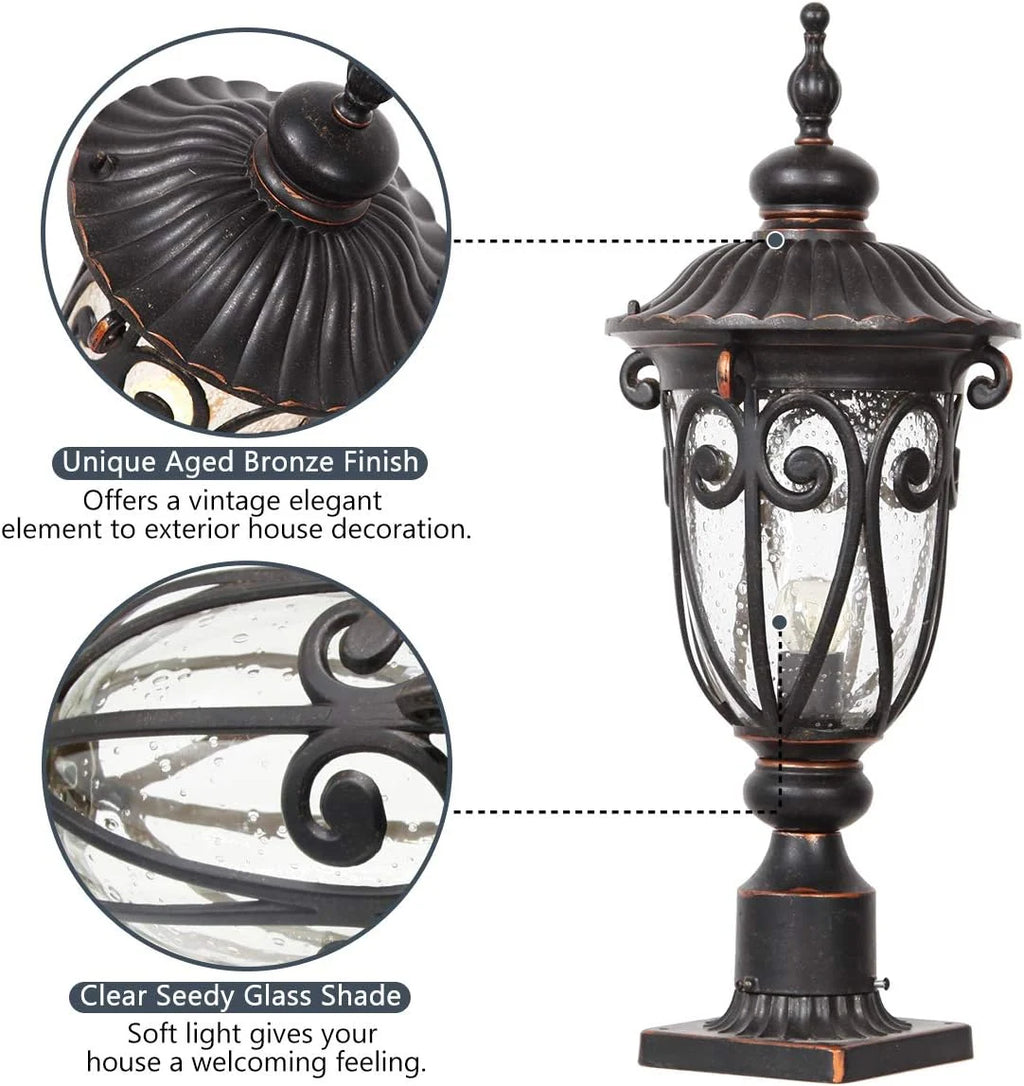 2026 Grande applique murale d'extérieur de 58 cm pour porche, lot de 2, en aluminium, lanterne vintage en bronze avec abat-jo