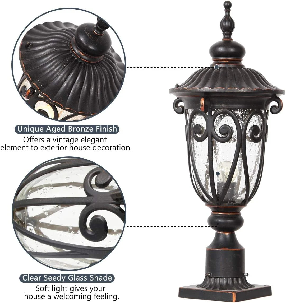 2026 Grande applique murale d'extérieur de 58 cm pour porche, lot de 2, en aluminium, lanterne vintage en bronze avec abat-jo