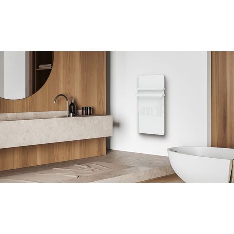 Carrera – Sèche-serviette électrique 1000W – Verre LCD blanc – Programmation hebdomadaire – Thermostat précis 0.1°C – IP24 pour salle de bain — photo 2