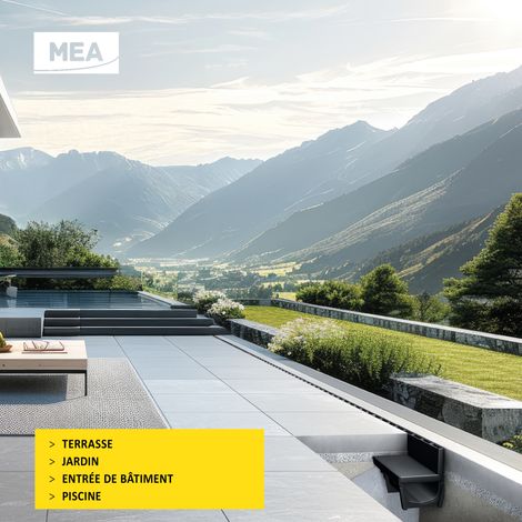 MEA – Pack de 6 caniveaux extérieurs A15 avec grille à fente en PP recyclé – Largeur utile 10cm – Drainage efficace pour terrasse et piscine — photo 5
