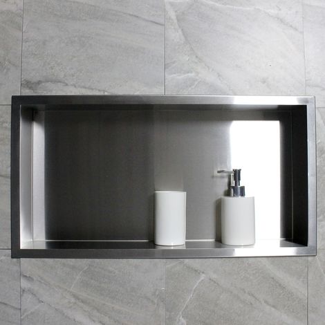 BERNSTEIN - Niche murale de douche, étagère encastrable douche acier inox - 60x30x10cm - BS603010 Acier brosséAcier inoxydable brossé — photo 2