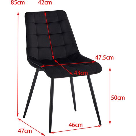 Wokaka Lot de 6 chaises en Velours - chaises de salle à manger style rétro,ergonomiques - 47 Lx43 Px50 H cm(noir) — photo 5