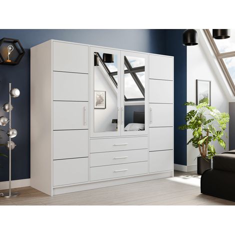 Armoire Dortivu, Blanc, 200x196x58cm, Portes d'armoire: Avec des charnières, Nombre d'étagères: 8 — photo 2