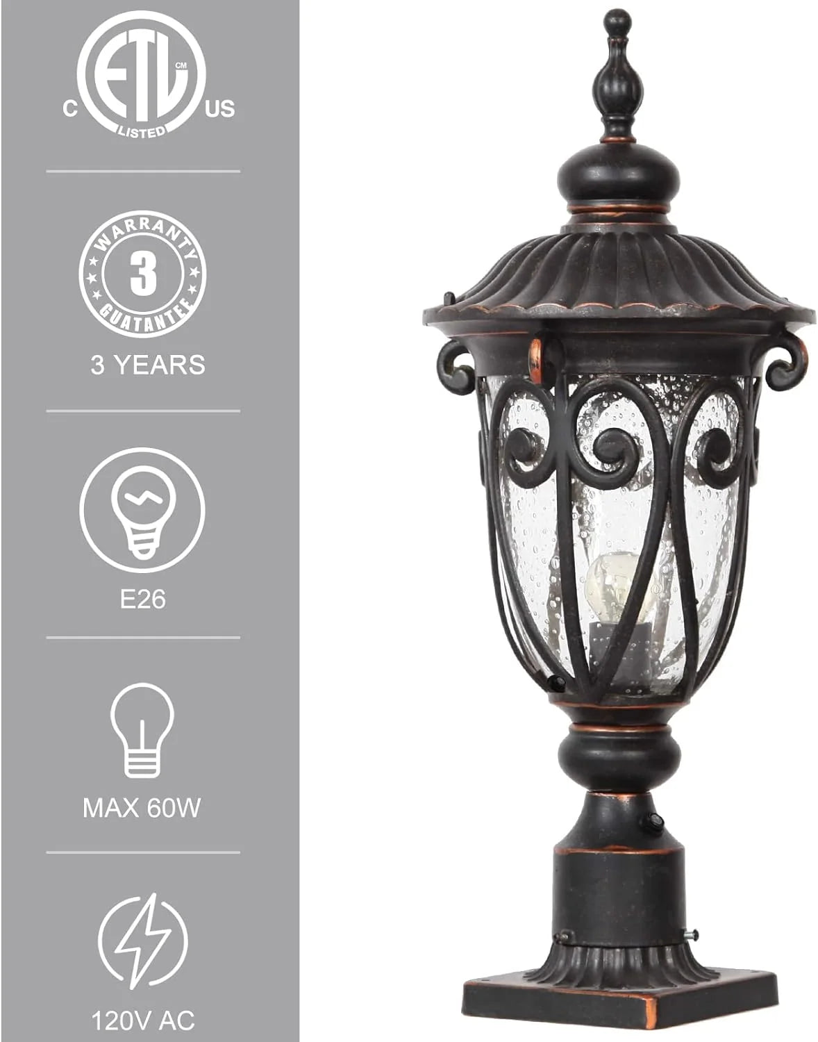 2026 Grande applique murale d'extérieur de 58 cm pour porche, lot de 2, en aluminium, lanterne vintage en bronze avec abat-jo