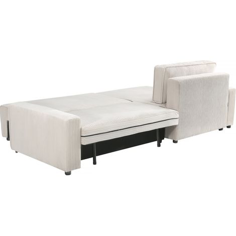 Palozi Sofa – Canapé d'angle convertible réversible en velours côtelé beige – 3 places – Coffre de rangement – Dimensions 282 x 153 x 93 cm — photo 4