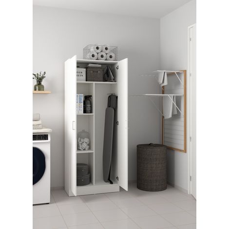 Dmora – Armoire murale de salle de bain 2 portes – 3 étagères modulables – Panneau mélaminé 15mm – Dimensions 37x180h cm – Poids max 45 kg — photo 2