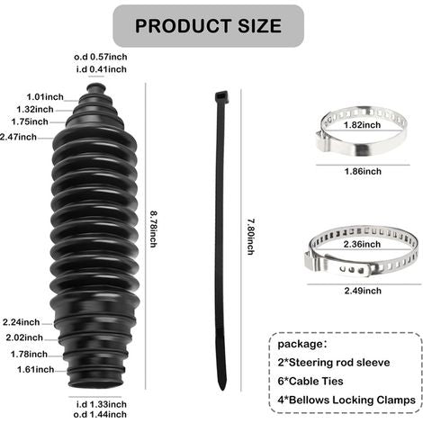 Kit de protection anti-poussière universel en silicone pour boîtier de direction General Motors, avec manchon télescopique et système de modification en ciseaux.