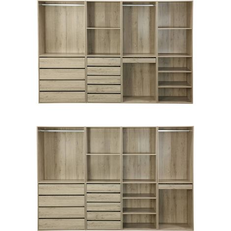 Sweeek – Kit dressing modulable 4 éléments – 2 tiroirs, 2 étagères, penderie acier inoxydable – Dimensions L 260 x P 45 x H 180cm — photo 4