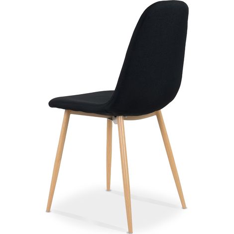 Lot de 4 chaises scandinaves Bali tissu Noir — photo 3
