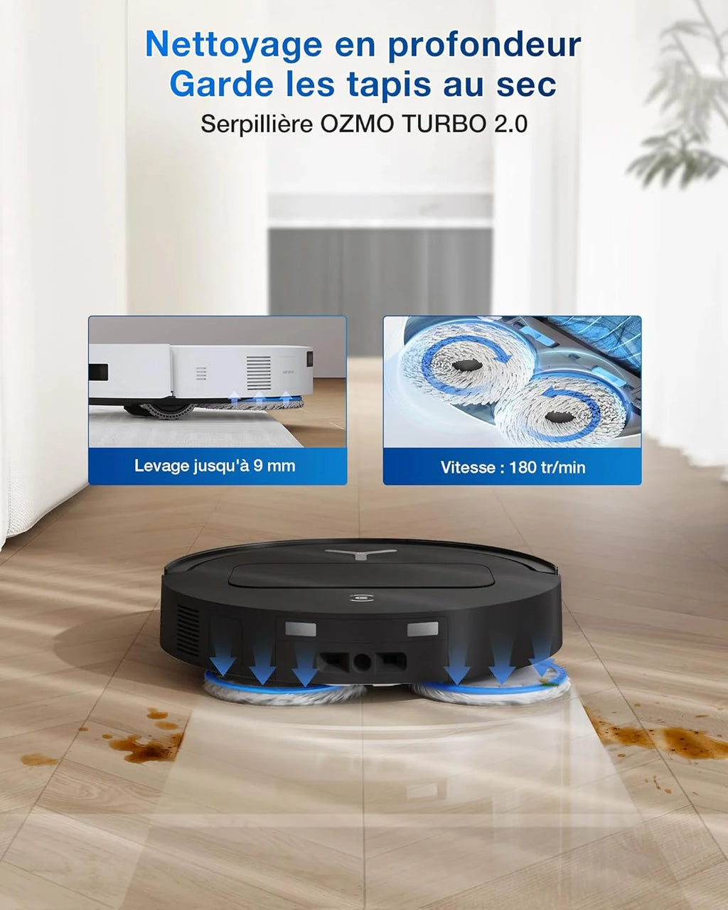 2026 ECOVACS T50 Omni Aspirateur Robot avec Station, Puissance 15000Pa amélioré par T30 Pro Omni, Brosse latérale et serpilli