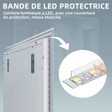 Miroir LED Salle de Bain Bluetooth 120x70cm - Miroir Lumineux avec Anti-buée, Affichage de l'Heure et Température，trois températures de couleur — photo 5
