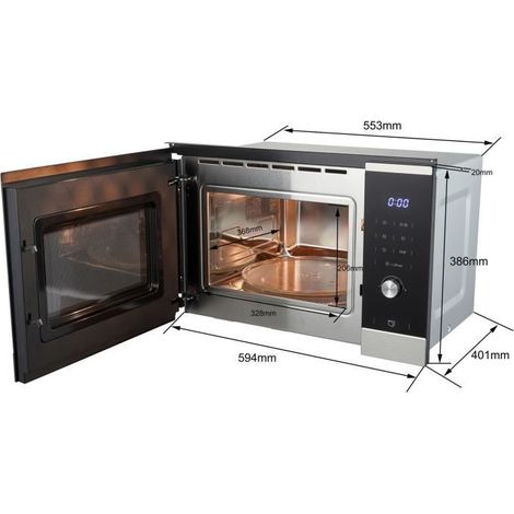 Continental Edison – Micro-ondes grill encastrable 25L – Puissance 900W – Dimensions L59,5 x H38,8 x P40,1 cm – Inox noir — photo 3