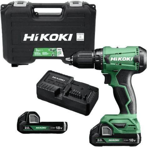 Hikoki – Perceuse-visseuse sans fil 18V avec 2 batteries 2.0Ah – Moteur Brushless compact – Couple 50Nm pour perçage bois et métal – Coffret de transport