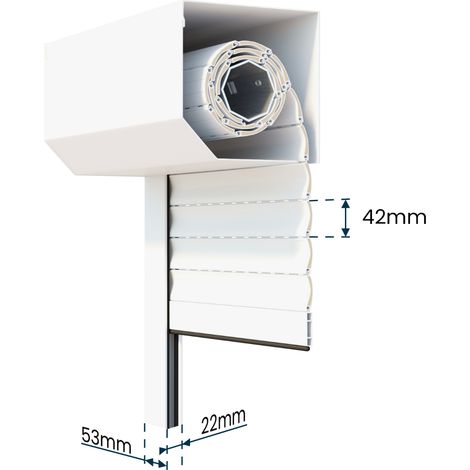 Volet roulant électrique filaire Alu Blanc - L120 x H155 cm - Motorisé avec commande murale, recoupable — photo 3
