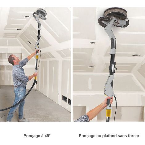 Peugeot – Ponceuse girafe télescopique 810W – Bras télescopique jusqu'à 1,6m – Éclairage LED – Pour ponçage murs et plafonds en plâtre — photo 3