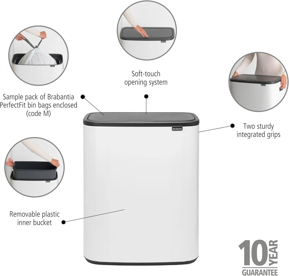 2026 Poubelle Brabantia, acier mat, anti-traces de doigts, 2 x 30 L