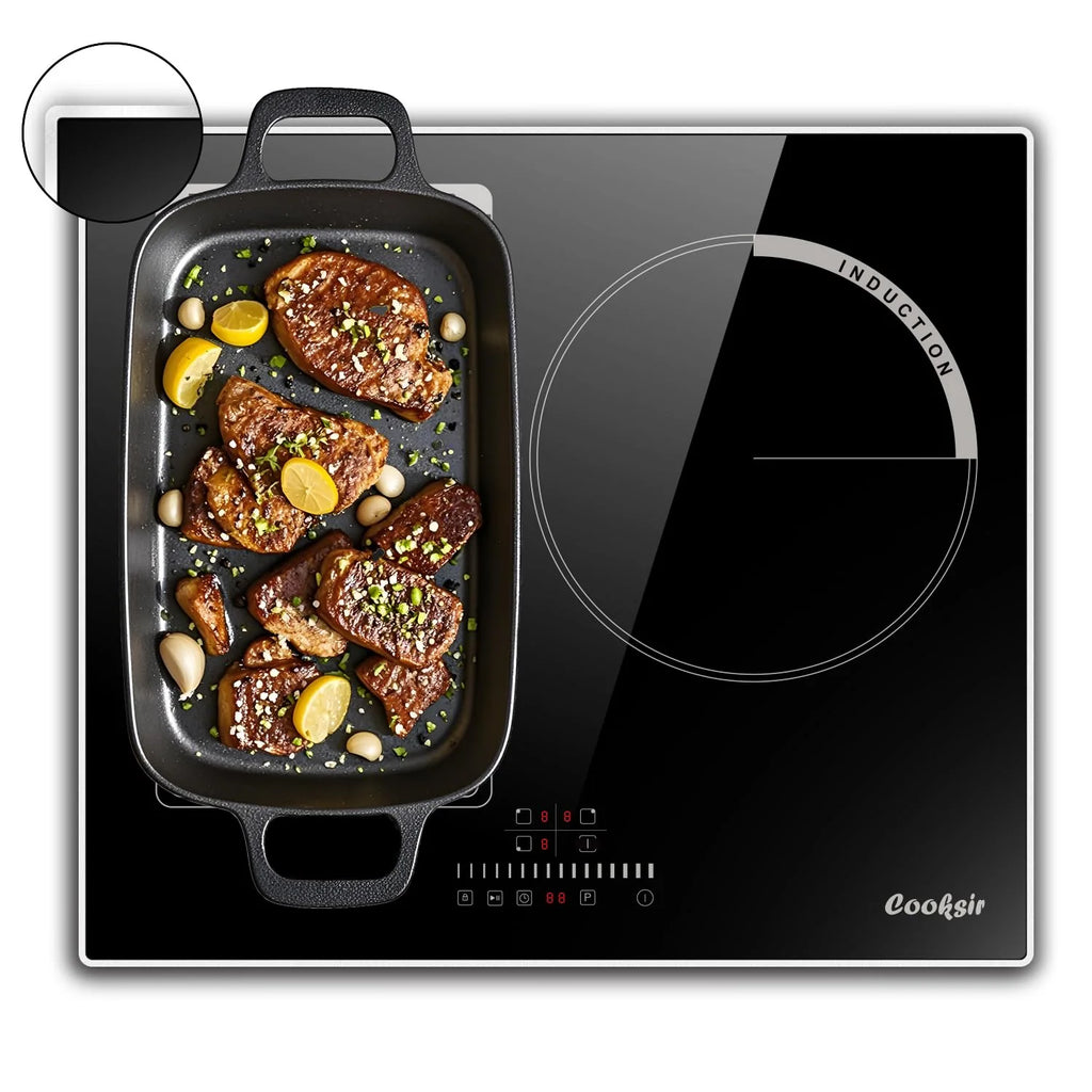 2026 Cooksir Plaque Induction 3 Feux avec Cadre, Table de Cuisson Induction 60cm Encastrable, 6800W, Commande Tactile à Curse