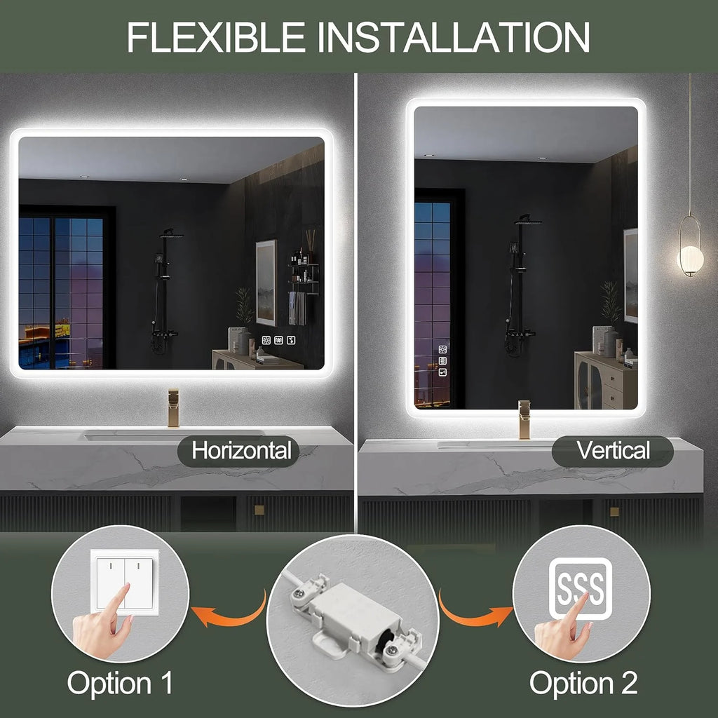 2026 Miroir de salle de bain S'bagno avec éclairage 1200 x 700 mm, IP44, LED, Bluetooth, antibuée, 3 couleurs de lumière (3 0