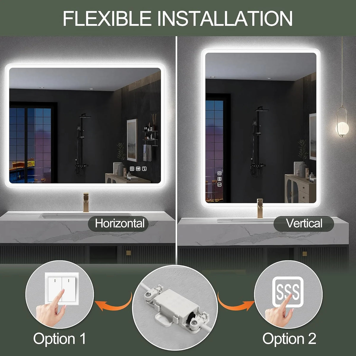 2026 Miroir de salle de bain S'bagno avec éclairage 1200 x 700 mm, IP44, LED, Bluetooth, antibuée, 3 couleurs de lumière (3 0