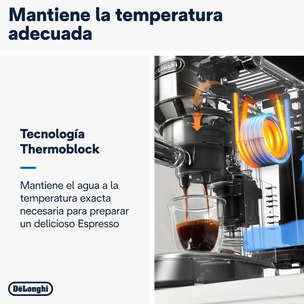 2026 De'Longhi Dedica – Cafetière à pompe en acier inoxydable pour café moulu ou individuel, expresso et cappuccino, réservoi