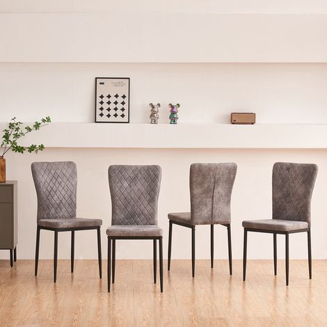 Jymtom – Lot de 6 chaises en tissu daim gris clair – Dossier capitonné ergonomique – Pieds en métal – Charge max 120 kg — photo 3