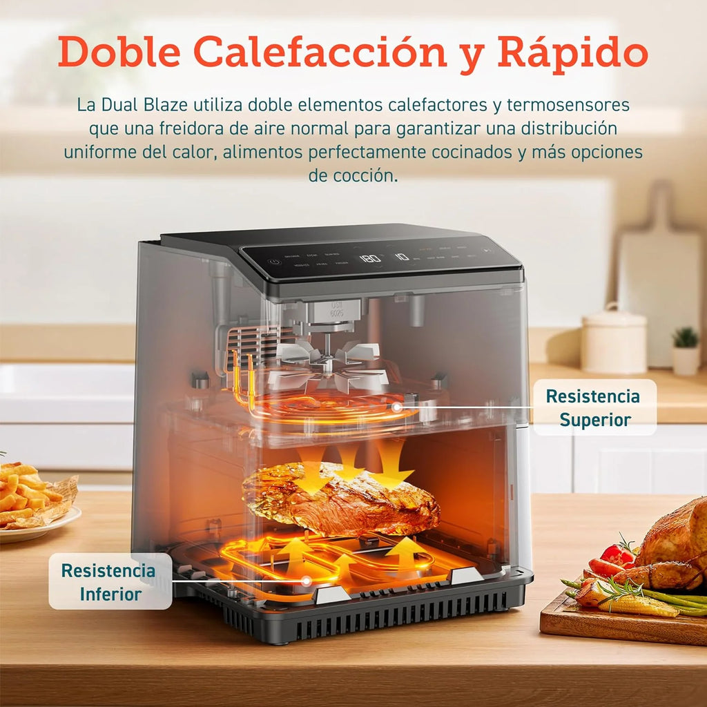 2026 Friteuse à air sans huile COSORI 6,4 L, double chauffage, sans remuer ni préchauffer, avec recettes en espagnol et 12 pr