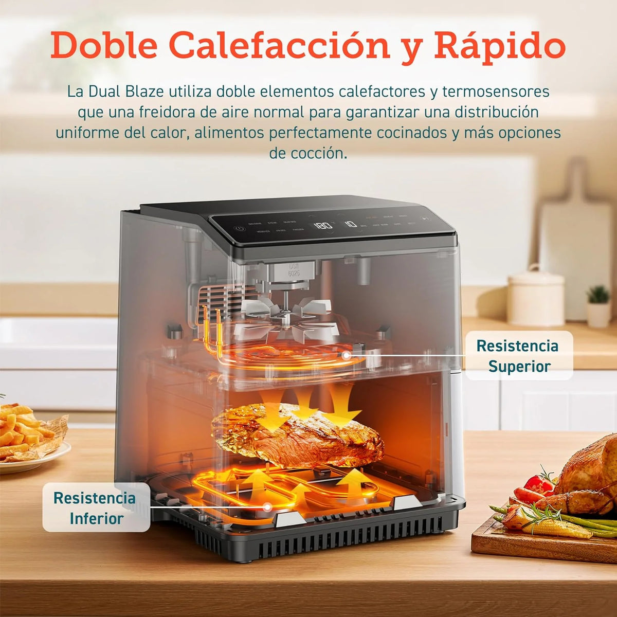 2026 Friteuse à air sans huile COSORI 6,4 L, double chauffage, sans remuer ni préchauffer, avec recettes en espagnol et 12 pr