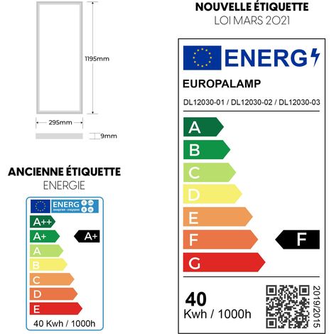 Europalamp – Pack de 12 dalles LED 1200x300mm 40W blanc neutre 4000K – Flux lumineux 3600 lm – Installation en faux plafond ou suspendue — photo 4