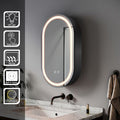 SIRHONA Armoire de toilette ovale à LED, avec prise rasoir, désembuage et 3 modes d'éclairage 400x700mm Armoire murale de salle de bain — photo 1