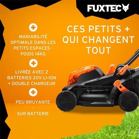 Tondeuse gazon batterie 40V (2X20V) - FUXTEC FX-E1RM20 - largeur 33cm 2 batteries Li-Ion 2Ah, double chargeur 2,4A, bac 35L — photo 3