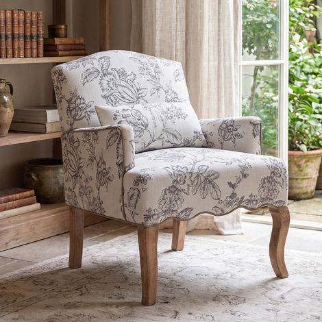 Wahson Fauteuil Salon en lin avec pieds en bois massif – Coussin épais pour confort – Design vintage – Dimensions 86x70x71cm – Disponible en gris et beige — photo 1