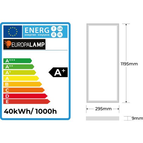 Europalamp – Pack de 12 dalles LED 1200x300mm 40W blanc neutre 4000K – Flux lumineux 3600 lm – Installation en faux plafond ou suspendue — photo 3