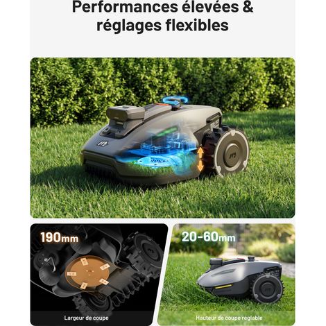 MAMMOTION YUKA Mini 2 800 Robot Tondeuse sans Fil Périmétrique, jusqu'à 800m², AI Traitement d’Image à Trois Caméras, Auto Cartographie Multi-Zones, DropMow — photo 4