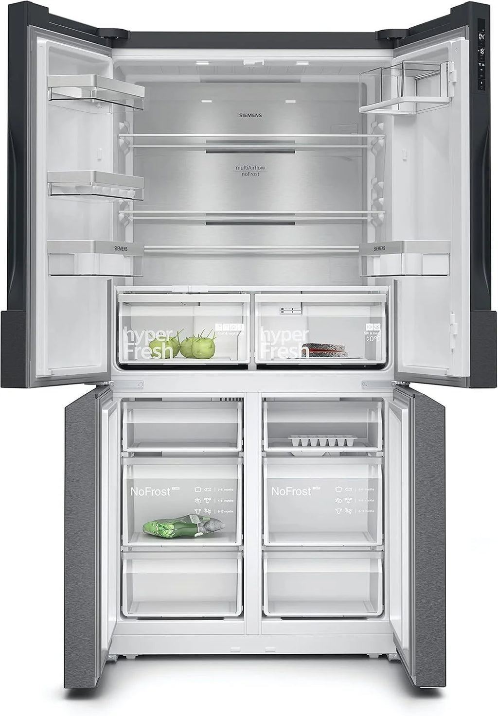 2026 SIEMENS KF96NVPEA iQ300 Multi-Door-Kühlschrank, 183 x 91 cm, 405 L Kühlen & 200 L Gefrieren, hyperFresh längere Frische