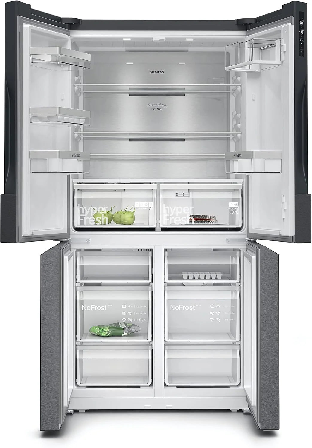 2026 SIEMENS KF96NVPEA iQ300 Multi-Door-Kühlschrank, 183 x 91 cm, 405 L Kühlen & 200 L Gefrieren, hyperFresh längere Frische