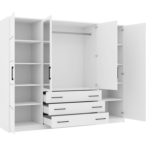 Armoire Dortivu, Blanc, 200x196x58cm, Portes d'armoire: Avec des charnières, Nombre d'étagères: 8 — photo 5