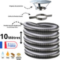 Edilinox – Kit complet de fumisterie tubage flexible double peau inox 80mm – Longueur 10 mètres – Inclus collier et chapeau réglable D80 — photo 1