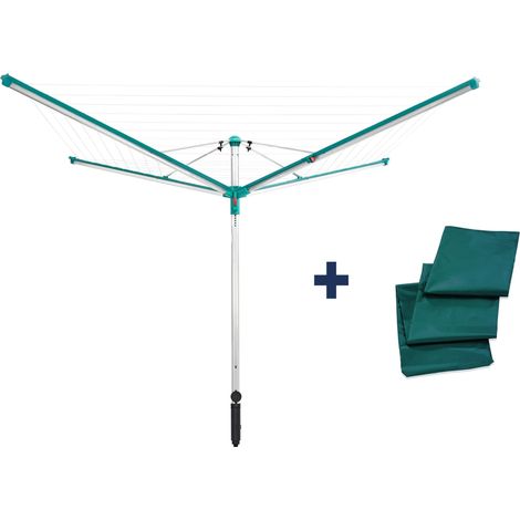 Leifheit – Séchoir parapluie Linomatic 600 Deluxe Cover – Système Easy Lift – Protection anti-salissures – Longueur de fil 60 mètres – Housse résistante aux intempéries — photo 1