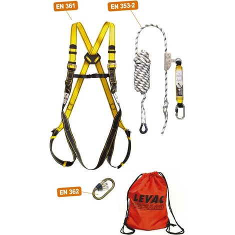 Levac – Kit harnais antichute toiture – 2 points d'accrochage – Corde 15m – Système mains libres – Normes EN 361 et EN 362 — photo 2