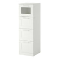 2026 Meuble de rangement 4 tiroirs en bois blanc avec façade vitrée – 40×120×40 cm, garantie 2 ans