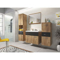 Bratex – Ensemble de meubles de salle de bain – Meuble vasque avec évier 47,5 x 60 x 34,6 cm – Armoire haute 133 x 30 x 30 cm – Couleur marron/noir — photo 1